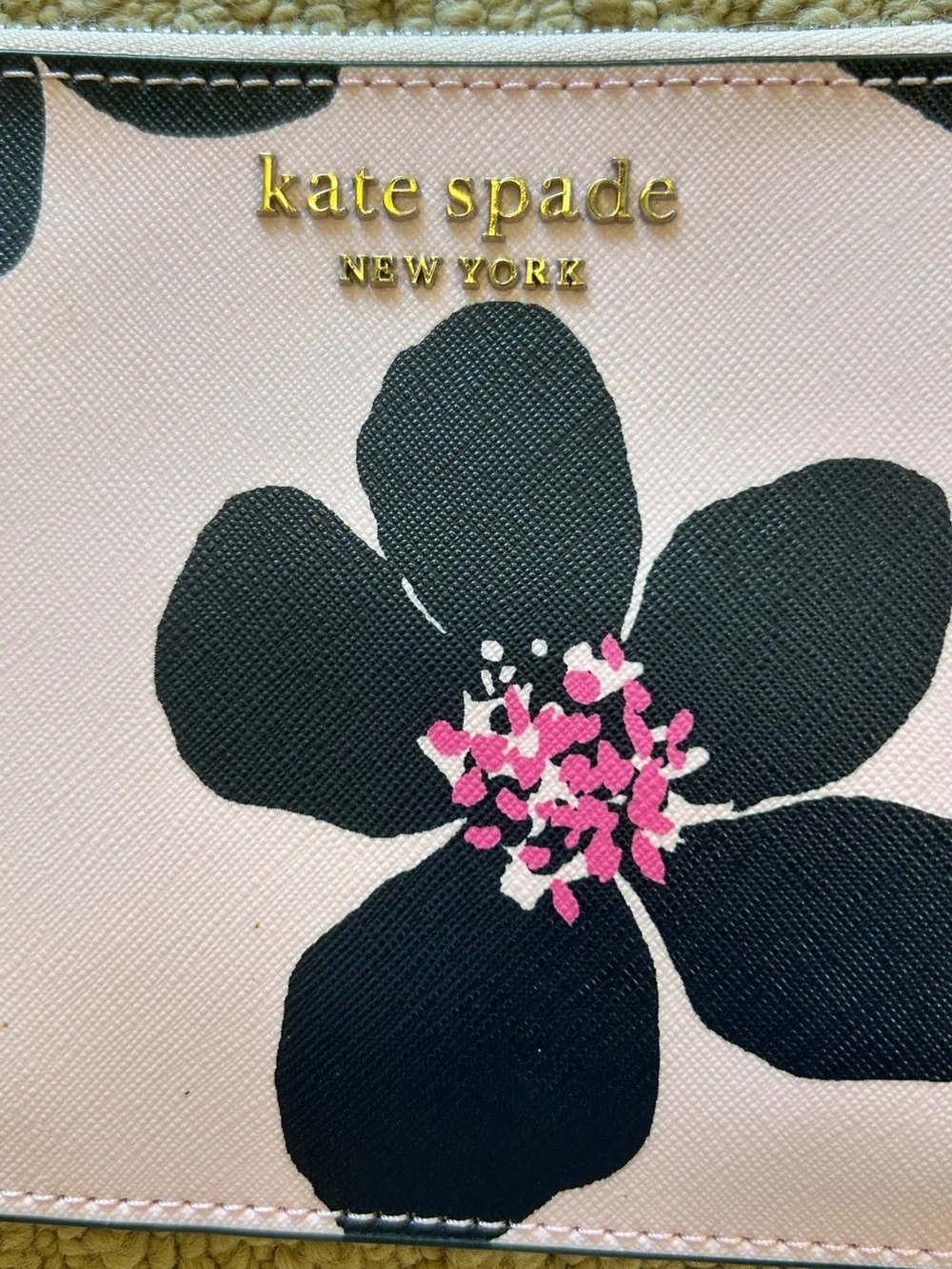 Kate Spade Pink and Black Floral Wristlet Purse